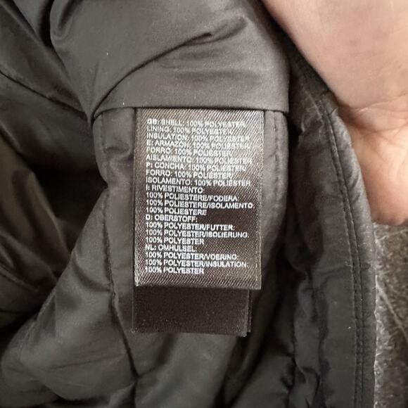 Women's The North Face Black White Logo Insulated Zip Up Puffer Coat Jacket Sz M - Picture 3 of 4